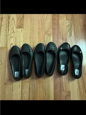 Black Crocs Kadee-Style Slip-On Flats (3 Pairs)